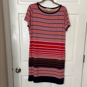 Michael Kors Pink and Red Striped Mini Dress